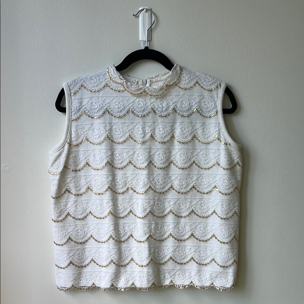 Vintage White/Gold Lace Blouse